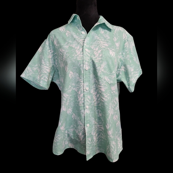 Apt.9 Men's Mint Green Leaf Print Shirt Med - Picture 7 of 10